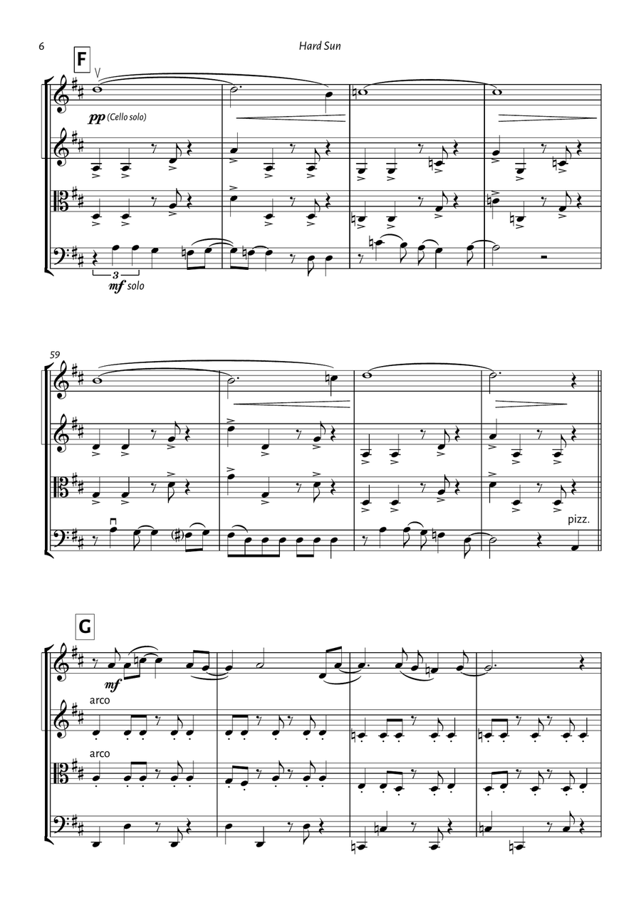 Hard Sun Hard Sun String Quartet scores gallery preview page 6