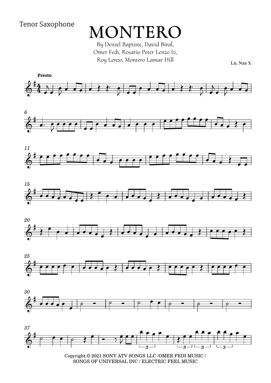 Montero Tenor Saxophone scores gallery preview page 2