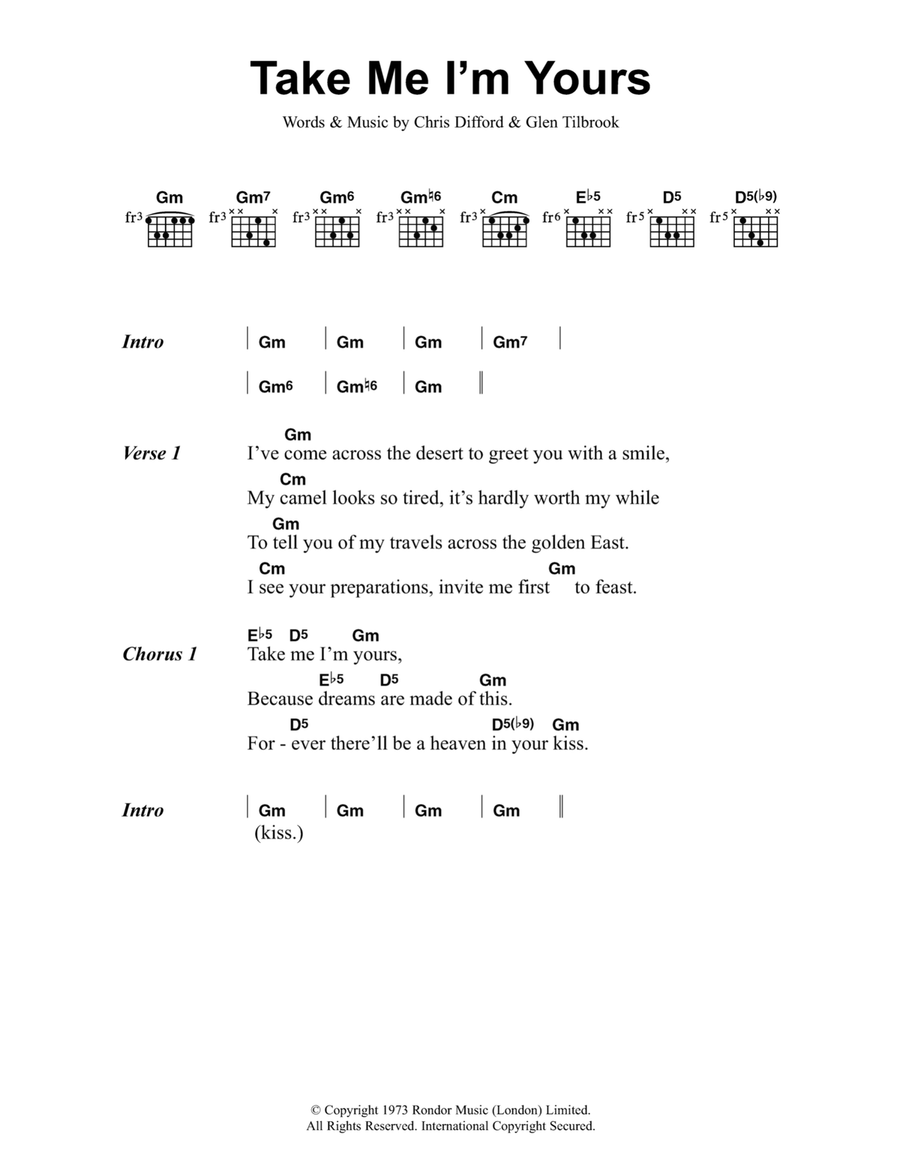 Take Me I'm Yours Take Me I'm Yours Acoustic Guitar scores gallery preview page 1