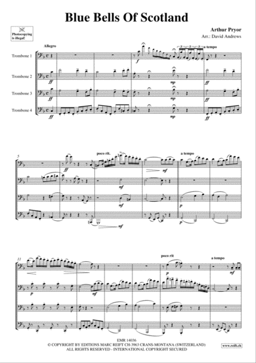 Blue Bells Of Scotland Trombone Quartet scores gallery preview page 3