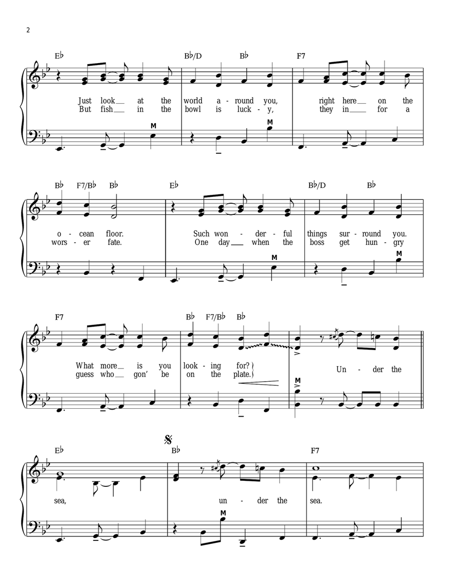 Under The Sea (from The Little Mermaid) Accordion scores gallery preview page 2