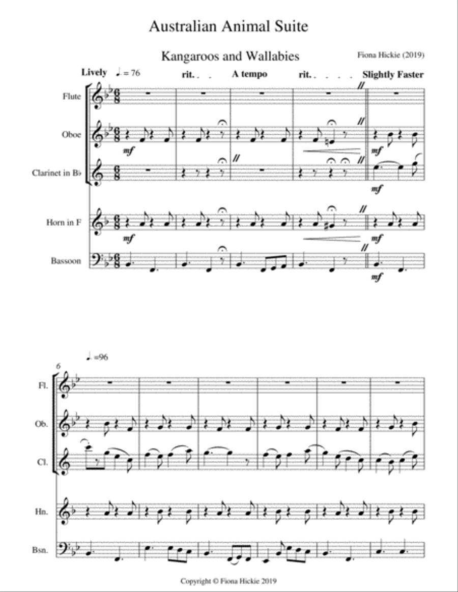 Australian Animal Suite: Wind Quintet Woodwind Quintet scores gallery preview page 3