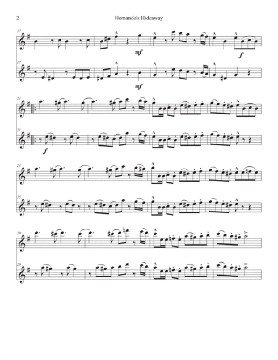 Hernando's Hideaway String Duet scores gallery preview page 2