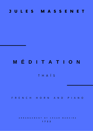 Book cover for Meditation from Thais - French Horn and Piano (Full Score and Parts)