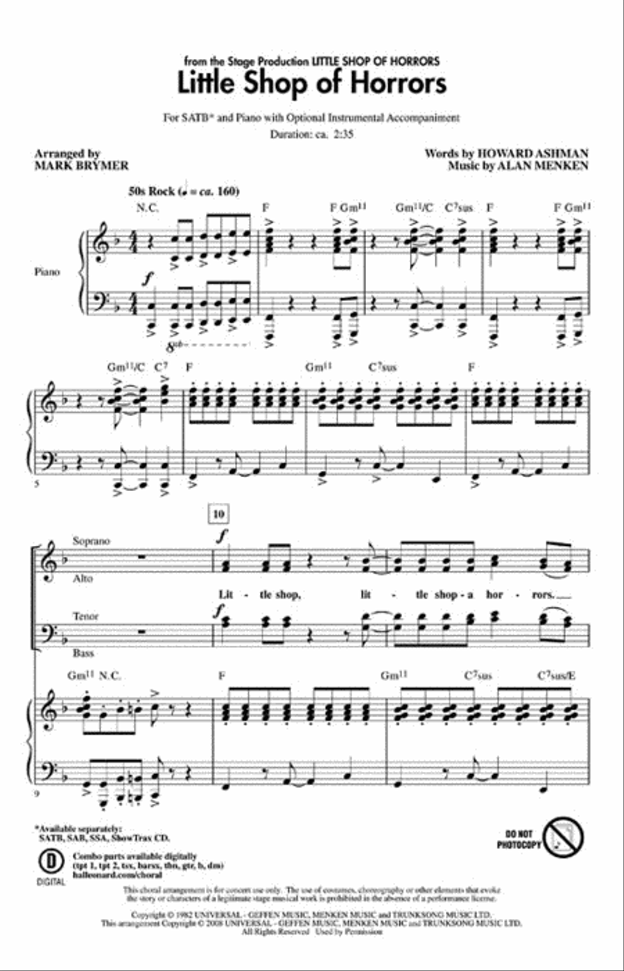 Little Shop of Horrors 4-Part scores gallery preview page 2