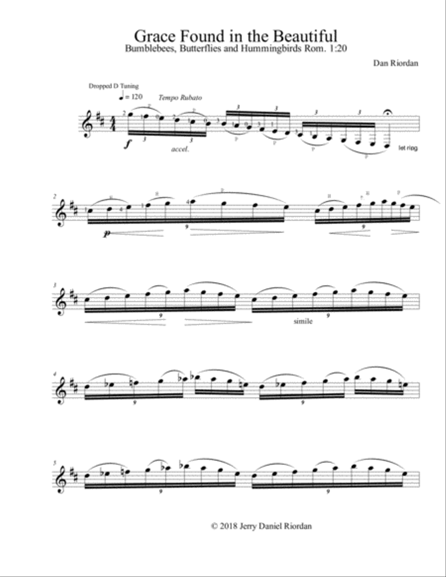 Grace Found in the Beautiful (Bumblebees, Butterflies and Hummingbirds) Guitar Solo scores gallery preview page 1