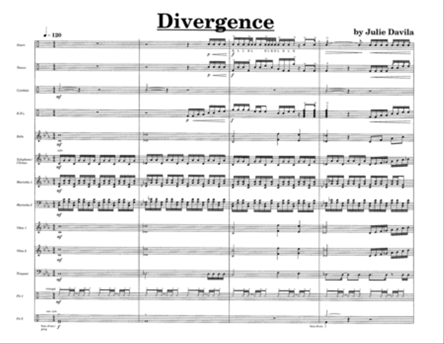Divergence w/Tutor Tracks Percussion Ensemble scores gallery preview page 3