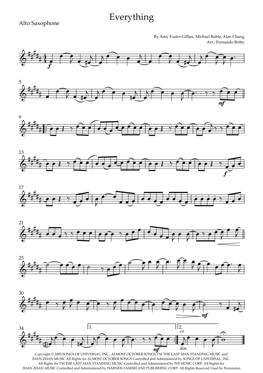 Everything Alto Saxophone scores gallery preview page 1