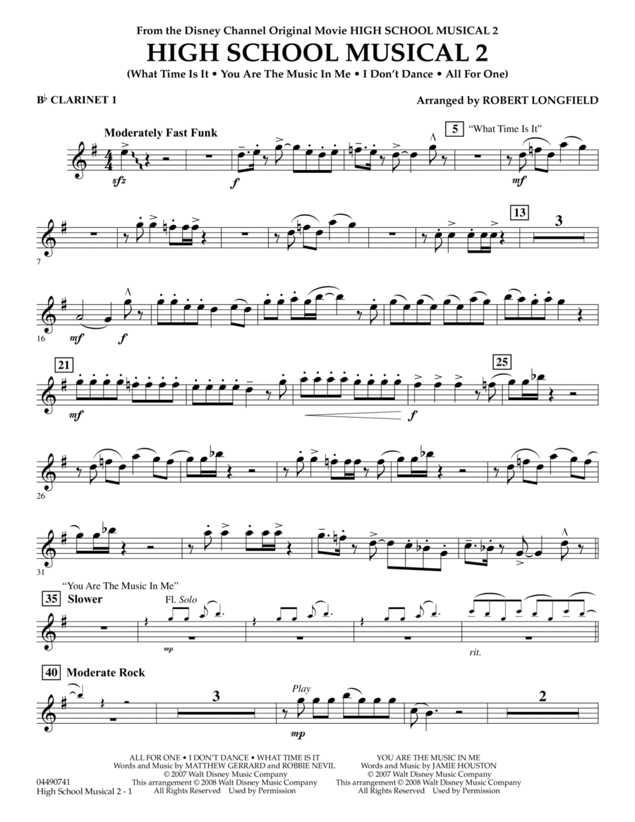 High School Musical 2 - Bb Clarinet 1 Full Orchestra scores gallery preview page 1