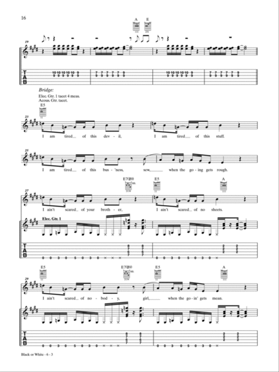 Black or White Guitar Tablature scores gallery preview page 3