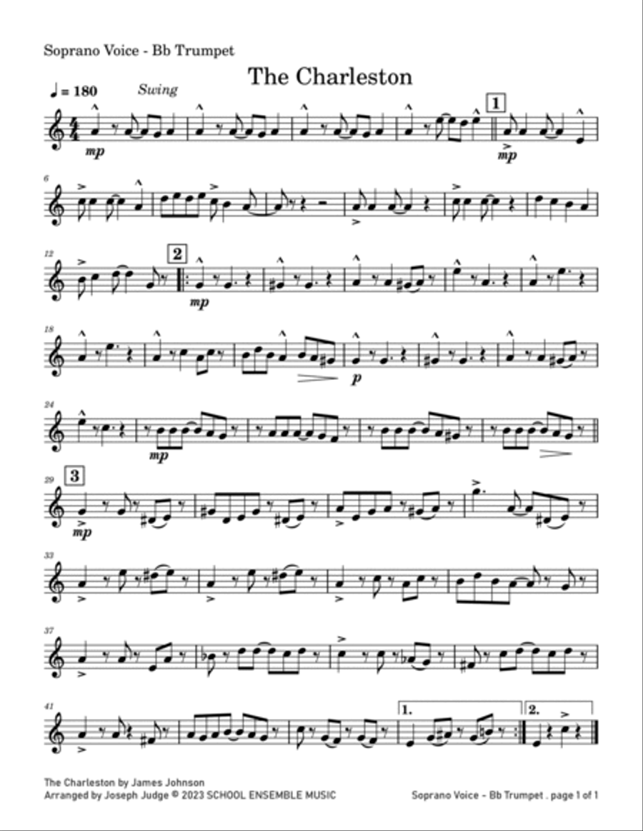The Charleston by Johnson for Brass Quartet in Schools Brass Quartet scores gallery preview page 6