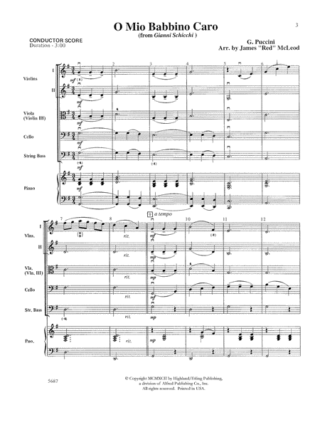 O Mio Babbino Caro from "Gianni Schicchi," theme from the film A Room with a View: Score