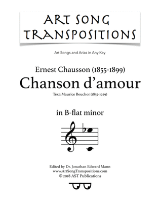 CHAUSSON: Chanson d'amour (transposed to B-flat minor)
