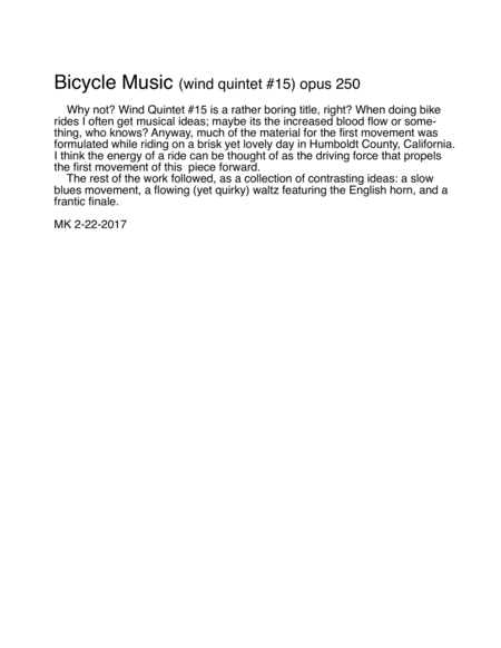 Bicycle Music (WQ#15) opus 250 image number null