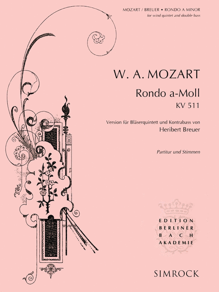 Rondo in A Minor K511 Wind Quintet and Double Bass Score and Parts