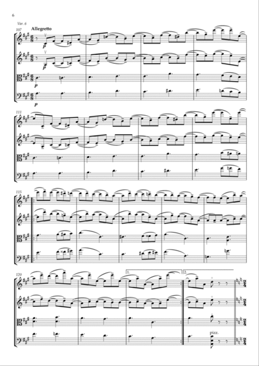 Variations on a Theme by Paganini String Quartet scores gallery preview page 6