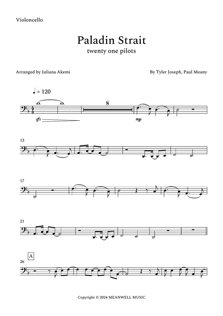 Paladin Strait Paladin Strait Cello Solo scores gallery preview page 1