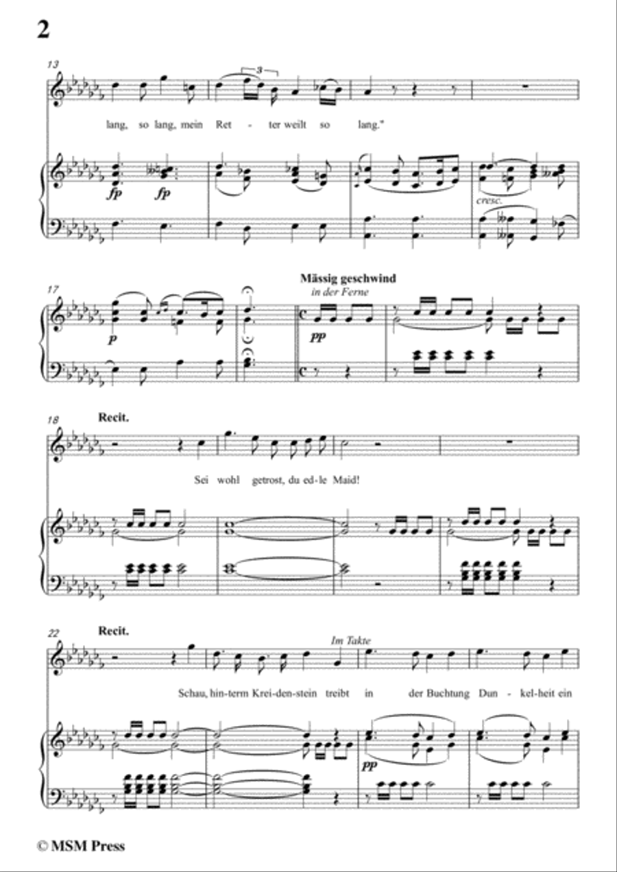 Schubert-Ballade(Ein Fräulein schaut)in a flat minor,Op.126,for Voice and Piano Voice Solo scores gallery preview page 4