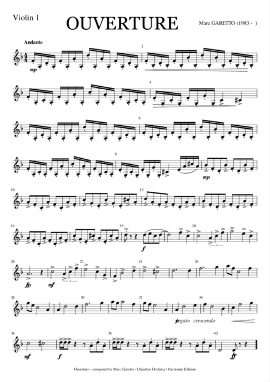 Ouverture (Overture) - Marc Garetto - 2016 Chamber Music Contest Entry Chamber Orchestra scores gallery preview page 3