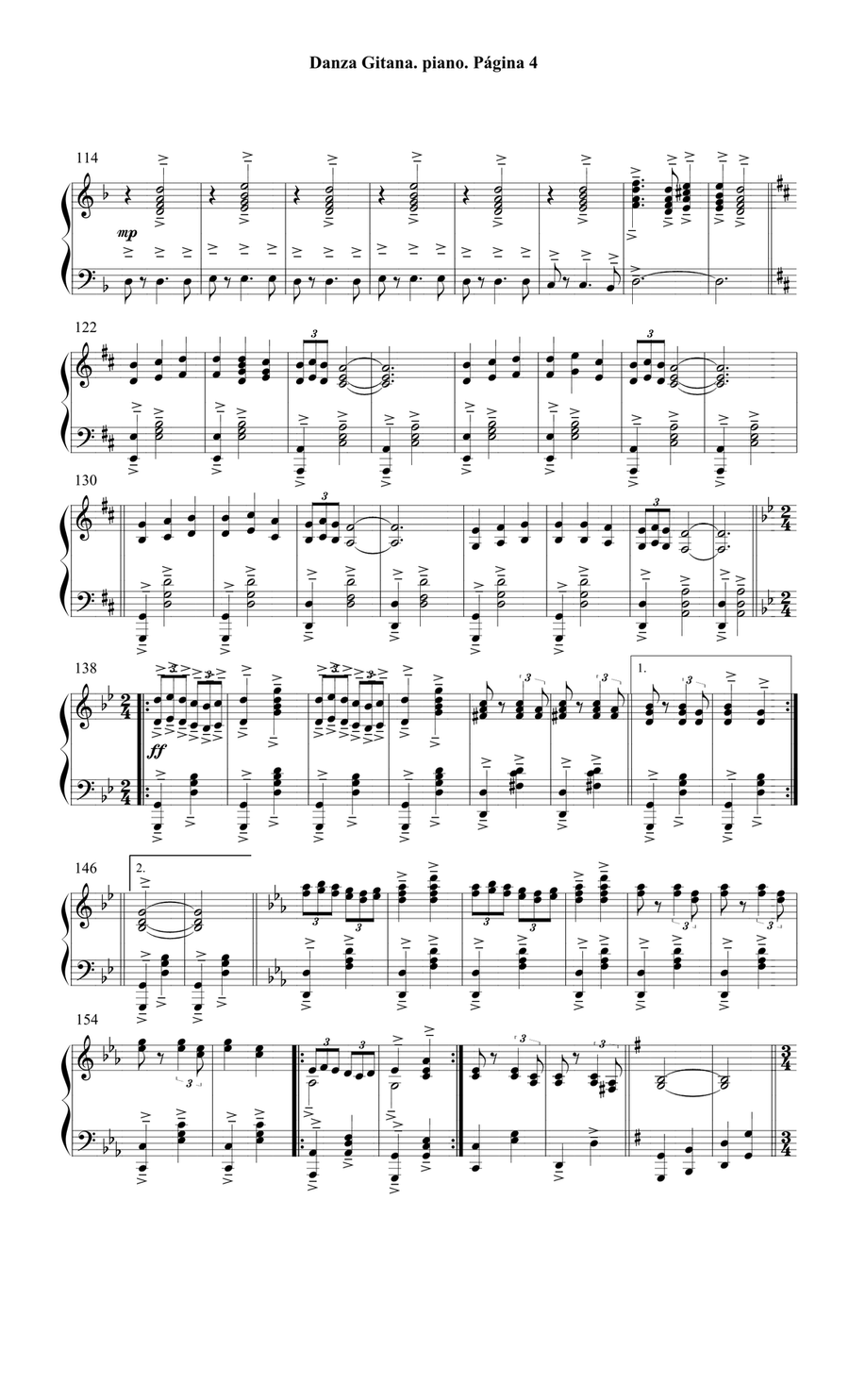 Danza gitana (1909) por Francisco Alonso para Piano Solo Piano Solo scores gallery preview page 4