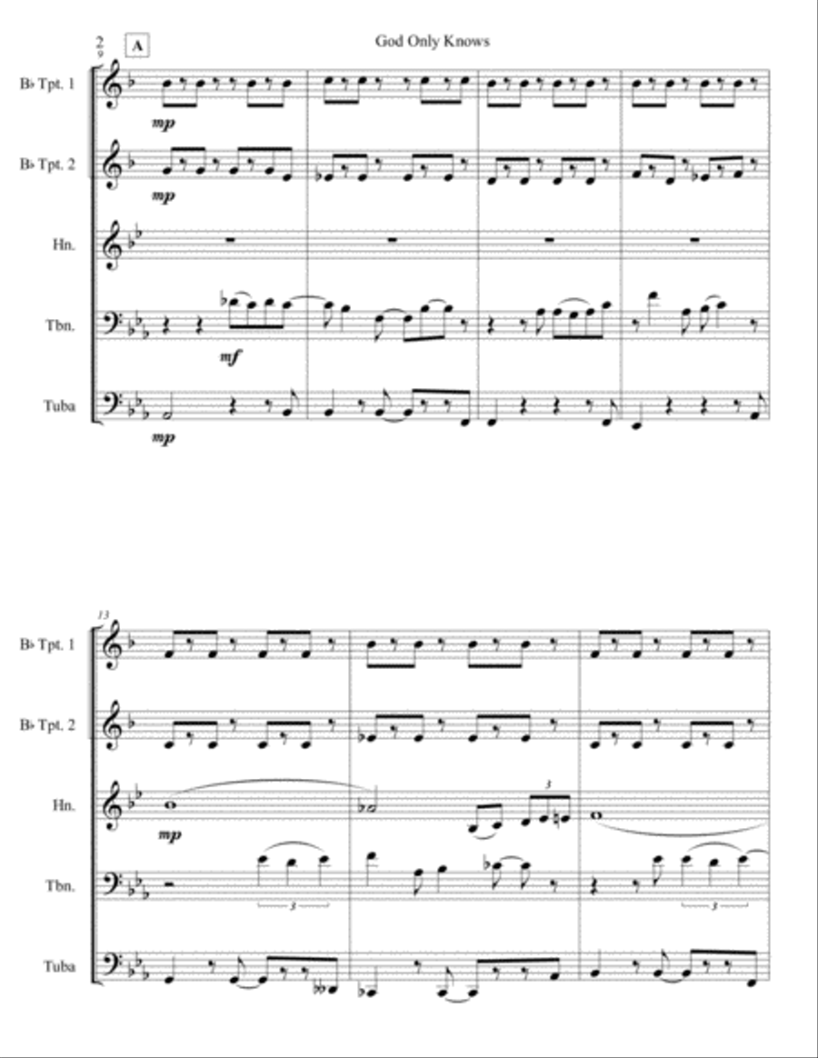 God Only Knows Brass Ensemble scores gallery preview page 2