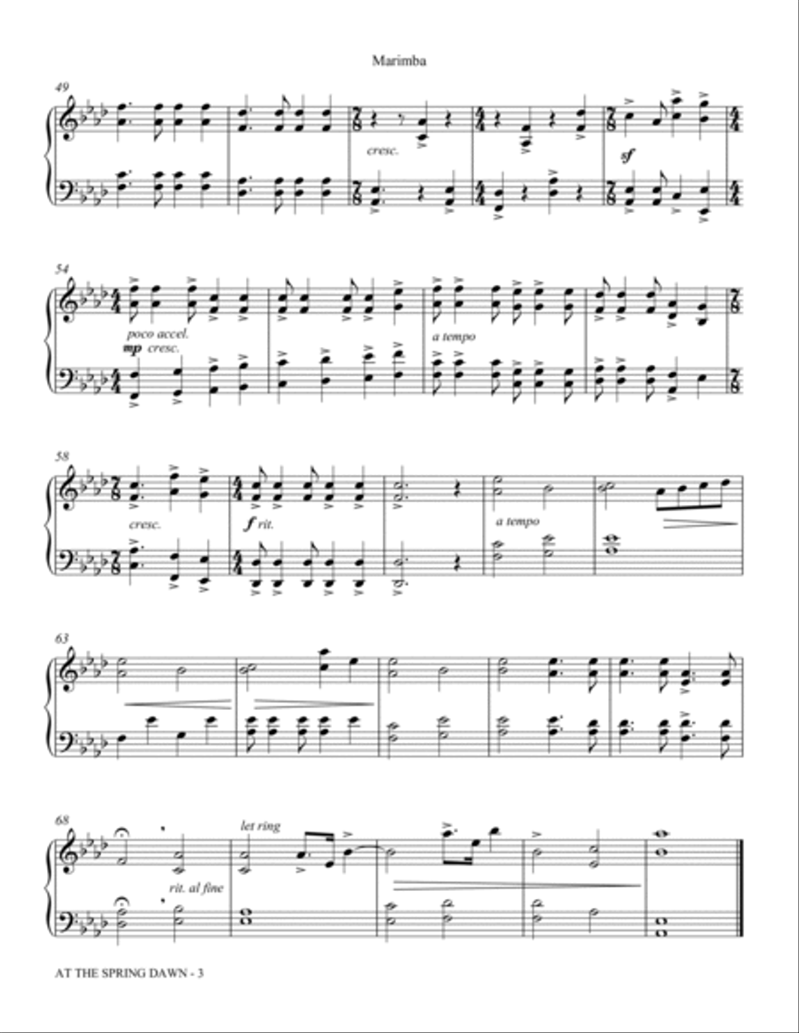 At The Spring Dawn - Marimba Choir scores gallery preview page 3