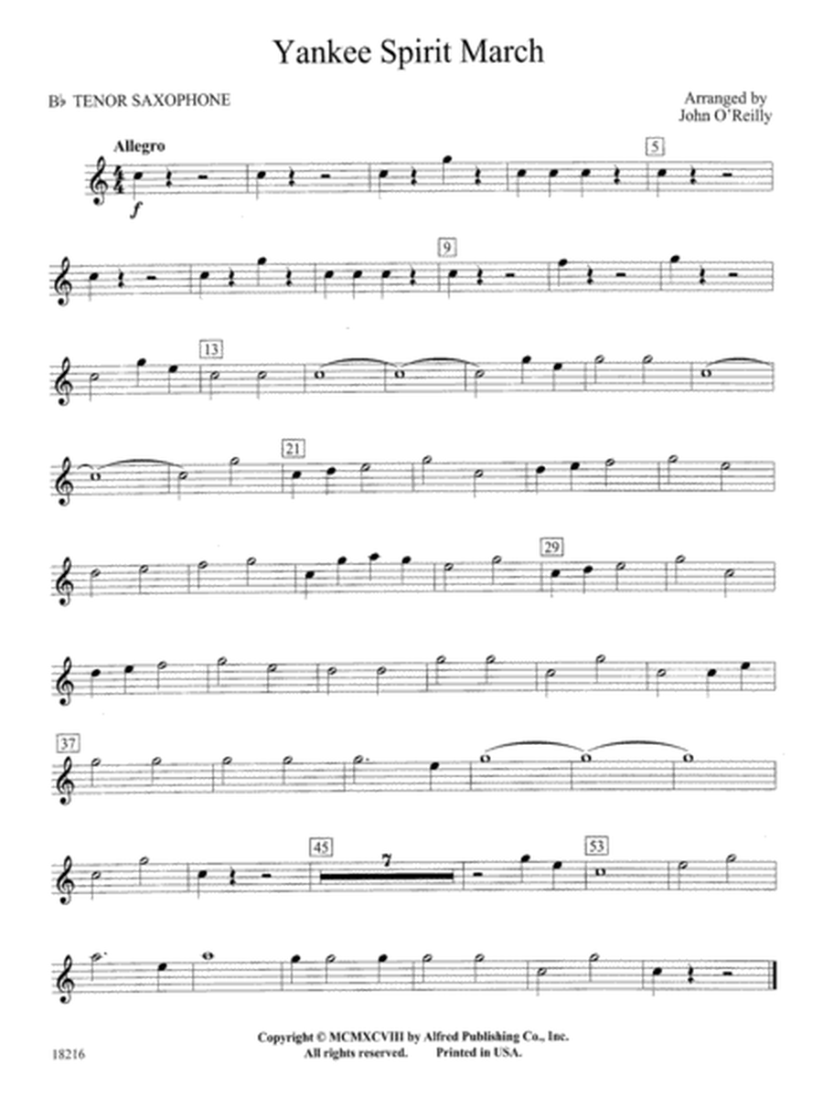 Yankee Spirit March: B-flat Tenor Saxophone