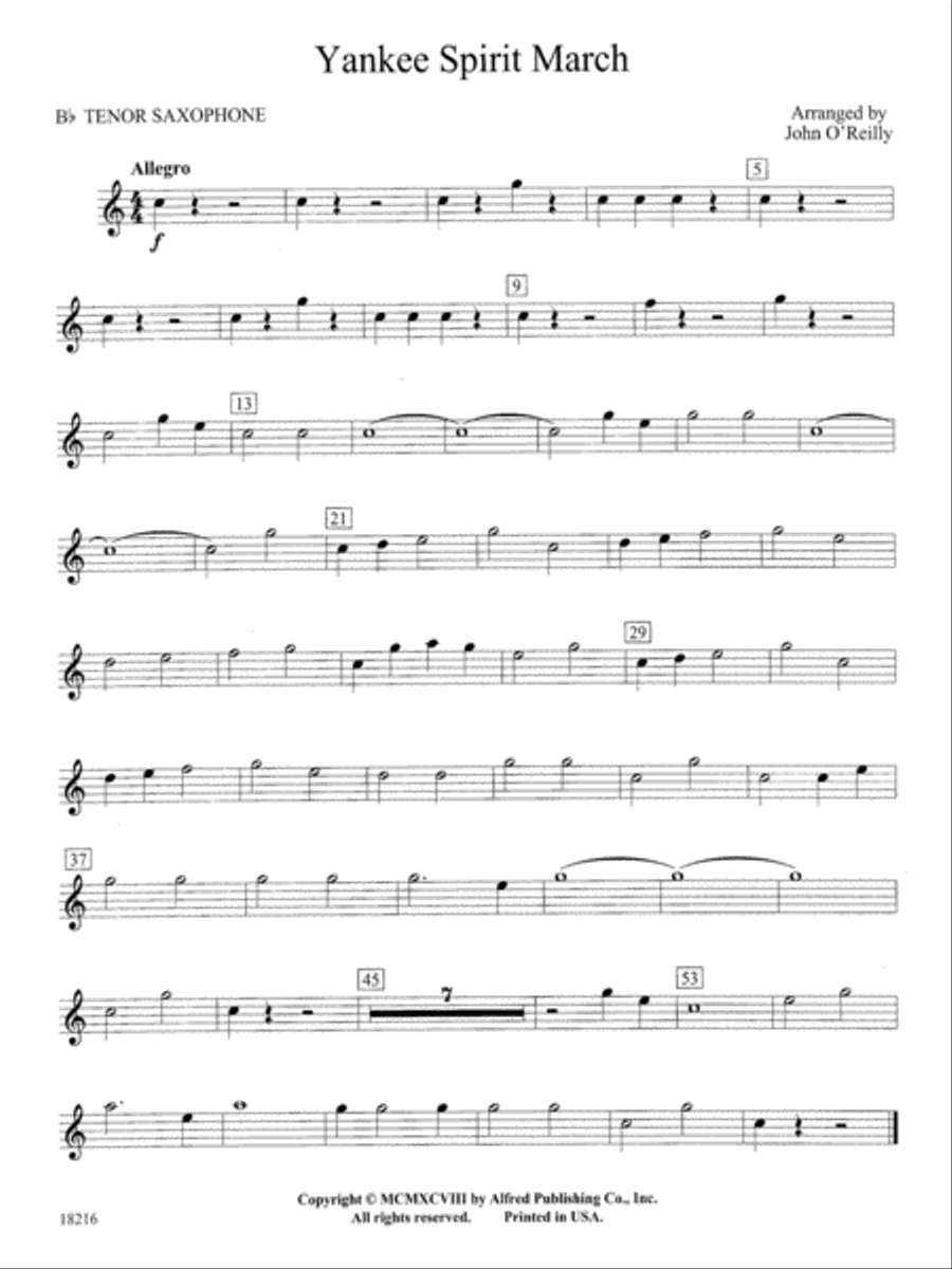 Yankee Spirit March: B-flat Tenor Saxophone Concert Band scores gallery preview page 1