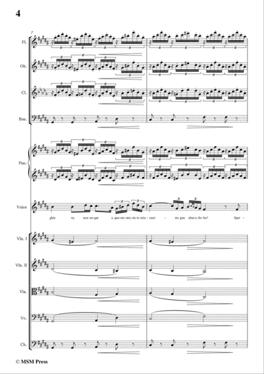 Schubert-Ave Maria in B Major,for woodwinds,piano,voice and strings Voice scores gallery preview page 6