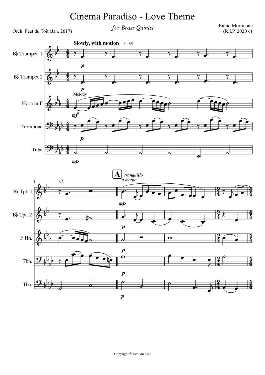 Cinema Paradiso Brass Ensemble scores gallery preview page 1