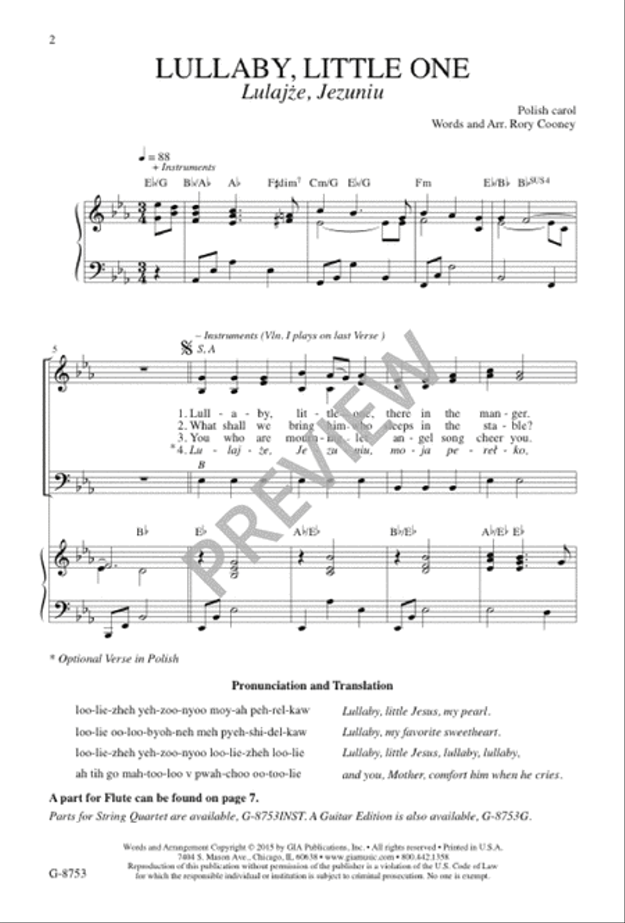 Lullaby, Little One Lullaby, Little One 3-Part scores gallery preview page 3
