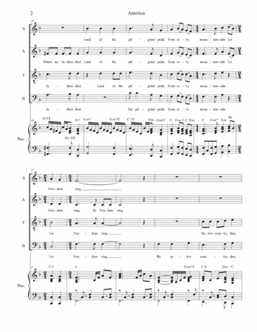 America (My Country, 'Tis of Thee) (SATB) image number null
