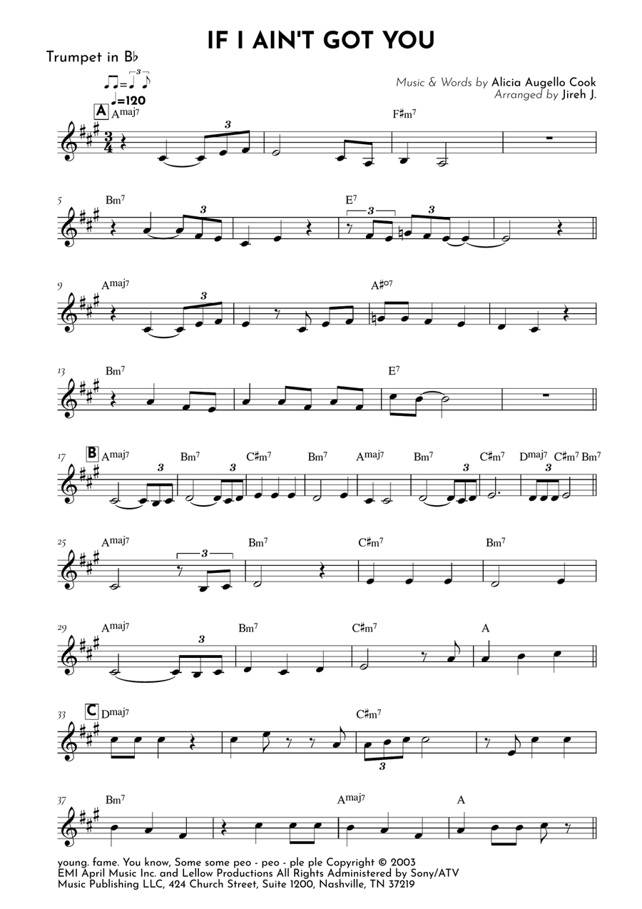 If I Ain't Got You If I Ain't Got You B-Flat Trumpet scores gallery preview page 2