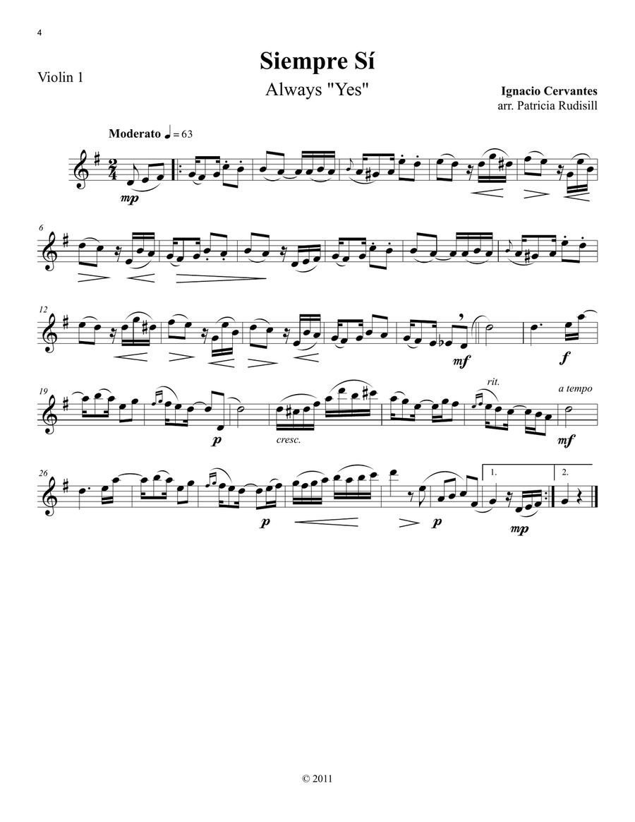 7 Danzas Cubanas, for string quartet (Parts only) String Quartet scores gallery preview page 4