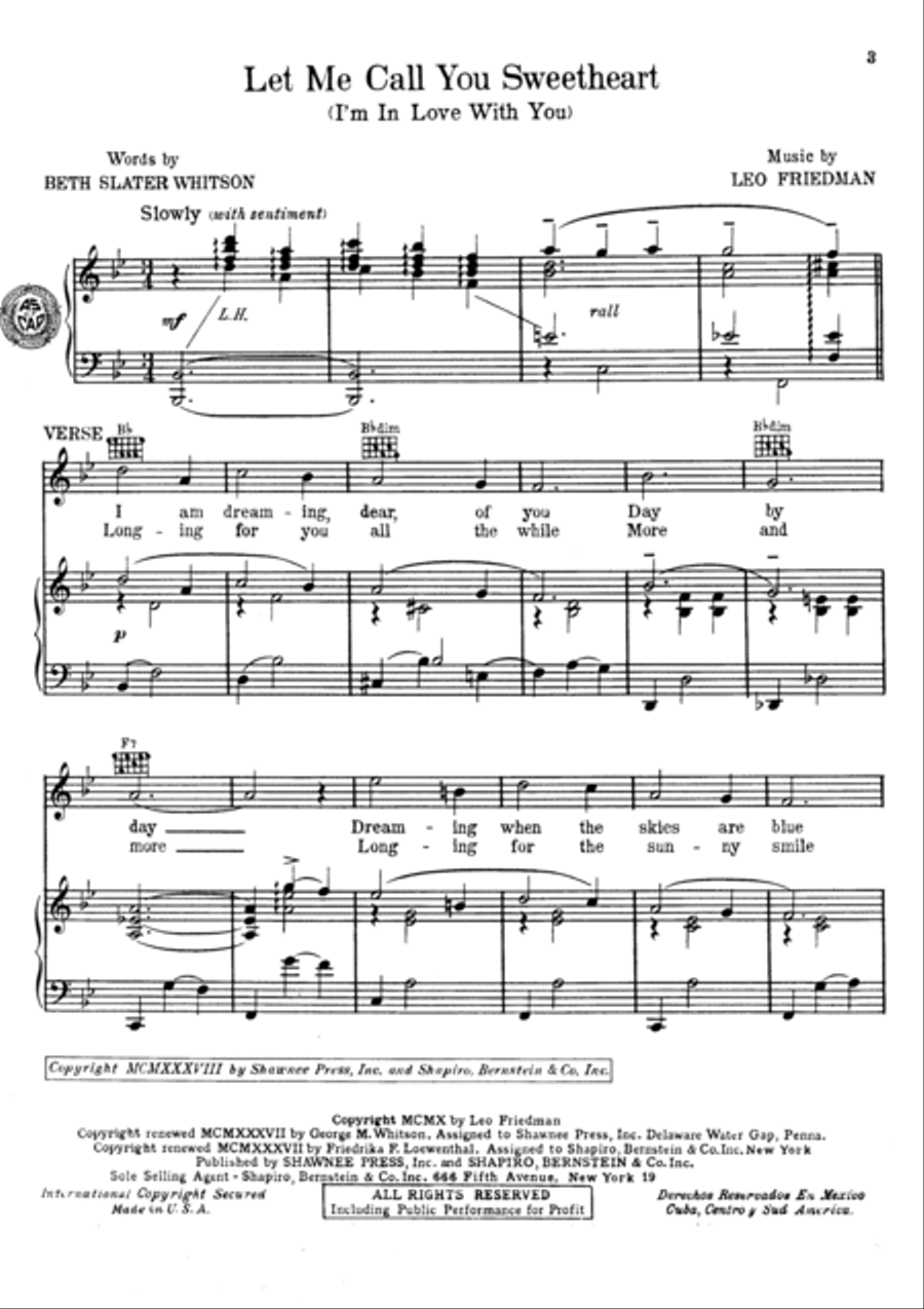 Let Me Call You Sweatheart (I'm In Love With You) Voice scores gallery preview page 3