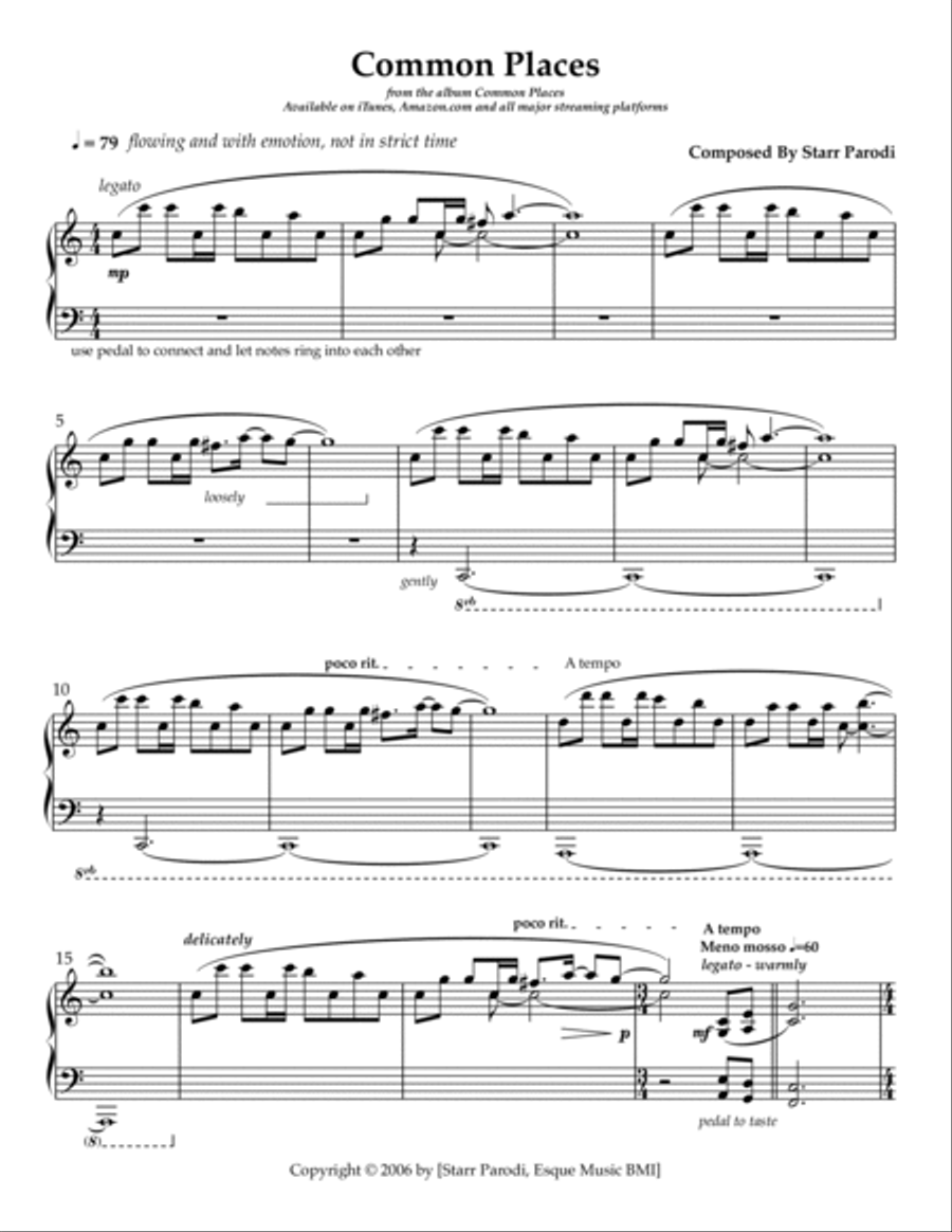 COMMON PLACES COMMON PLACES Piano, Vocal, Guitar scores gallery preview page 2