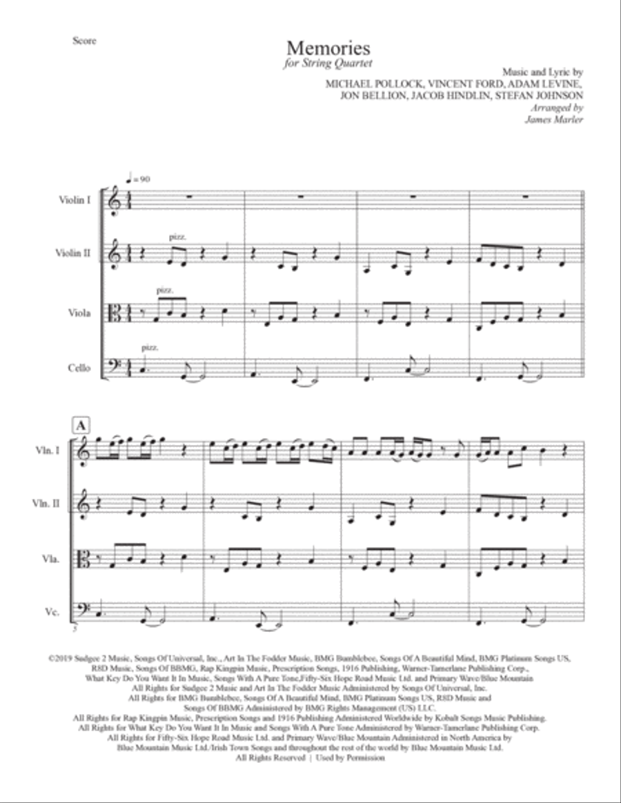 Memories String Quartet scores gallery preview page 2