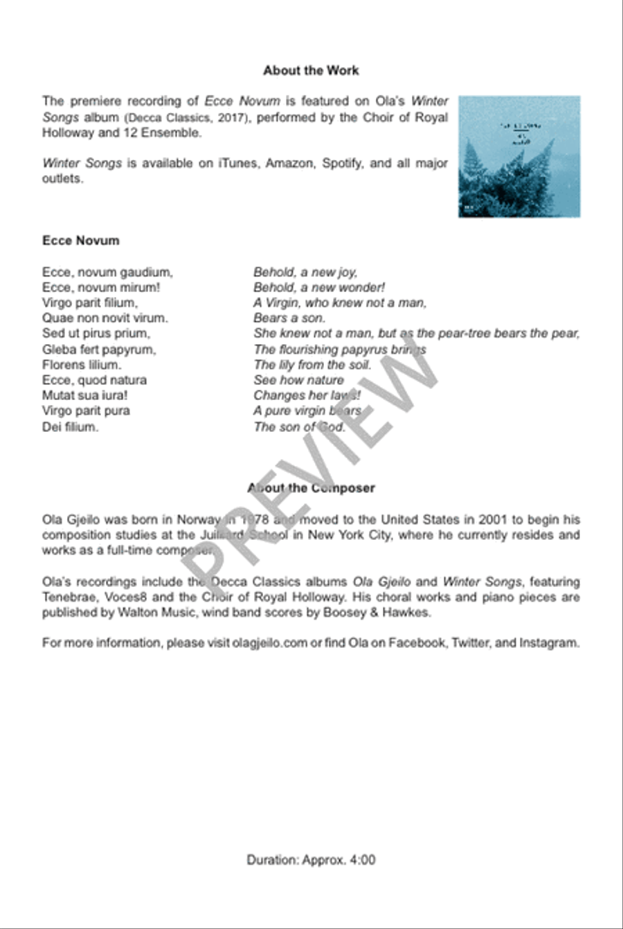 Ecce Novum (SATB) Divisi scores gallery preview page 3
