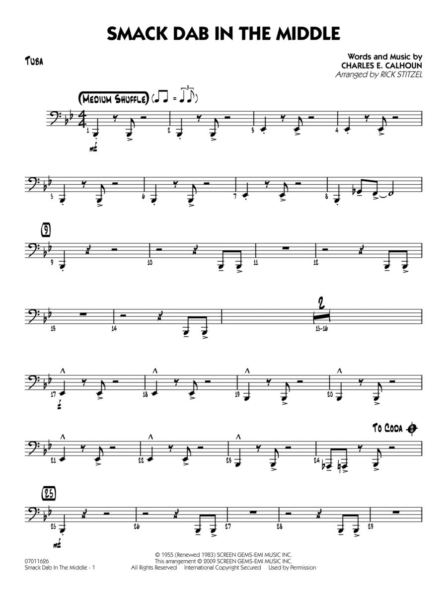Smack Dab In The Middle - Tuba Jazz Ensemble scores gallery preview page 1