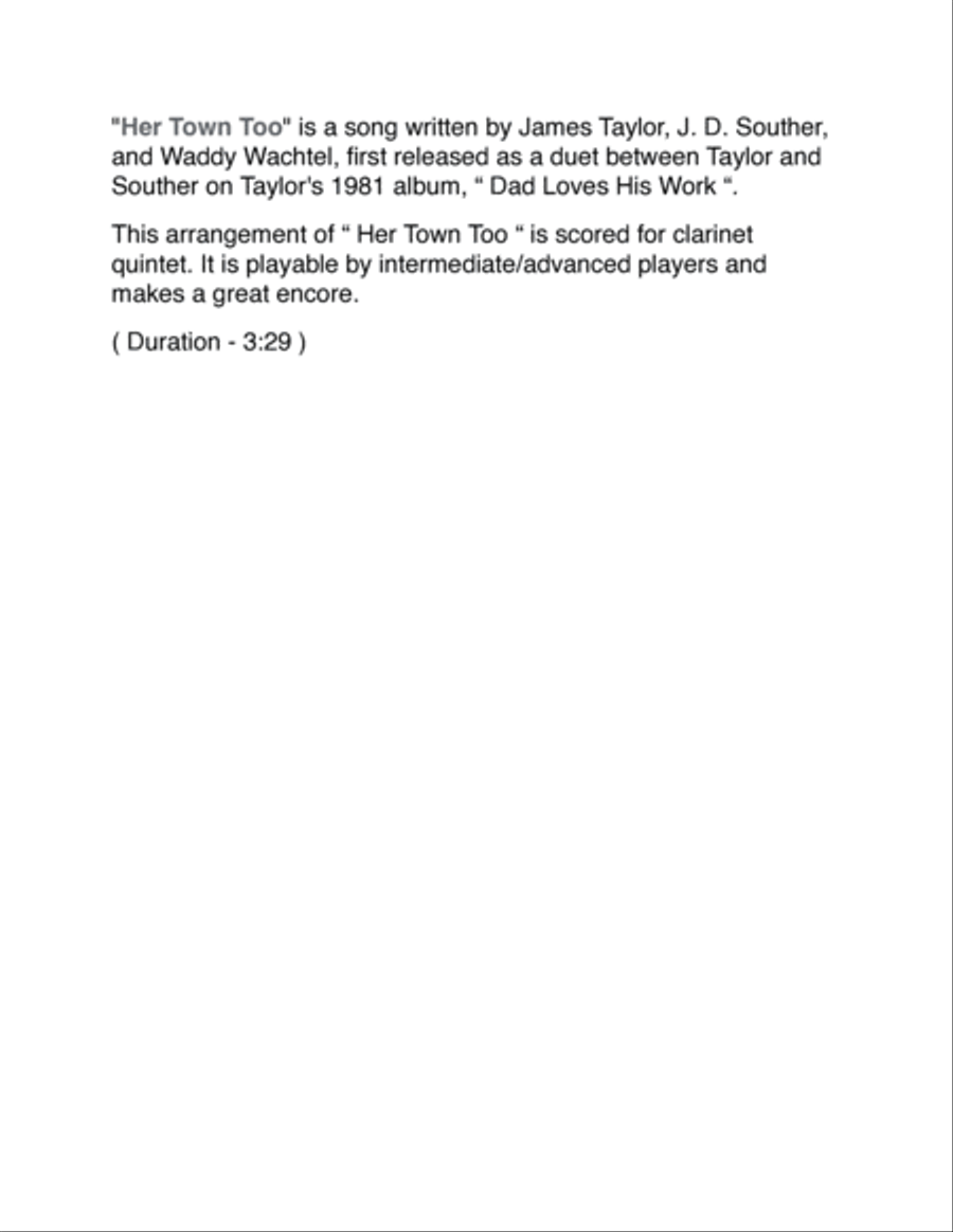 Her Town Too Clarinet Quintet scores gallery preview page 2