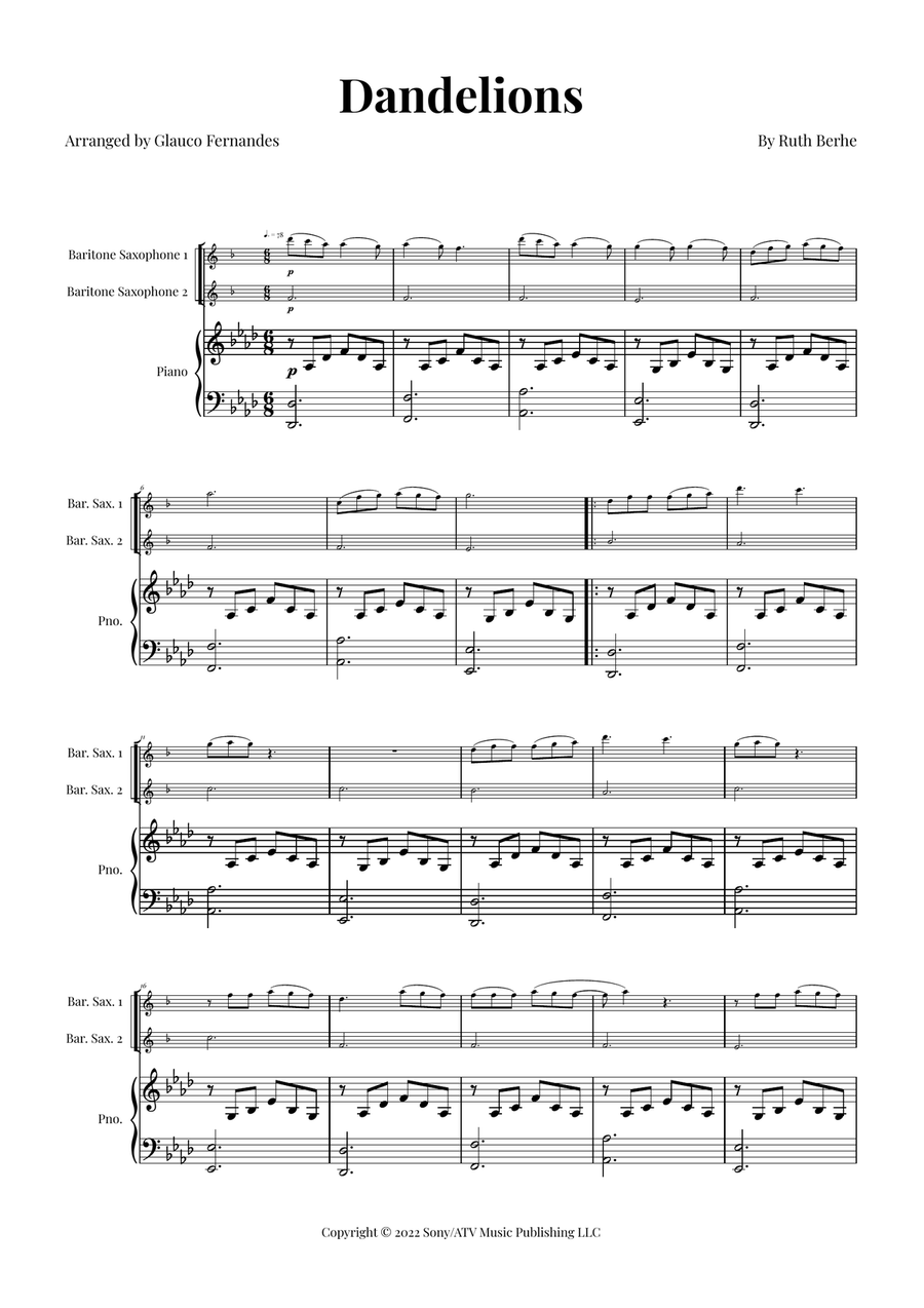 Dandelions Woodwind Duet scores gallery preview page 1
