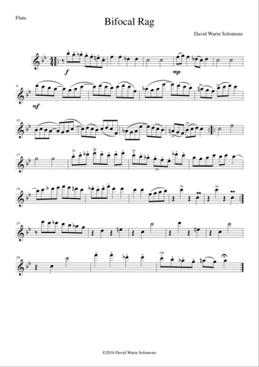 Bifocal Rag for wind quartet Woodwind Quartet scores gallery preview page 4