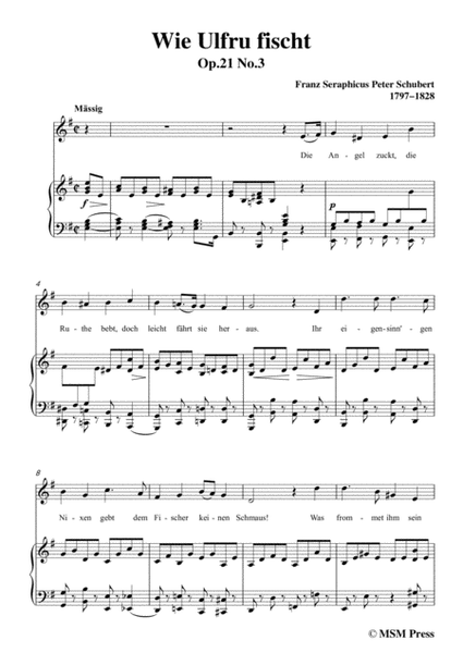 Schubert-Wie Ulfru fischt,in e minor,Op.21,No.3,for Voice and Piano image number null