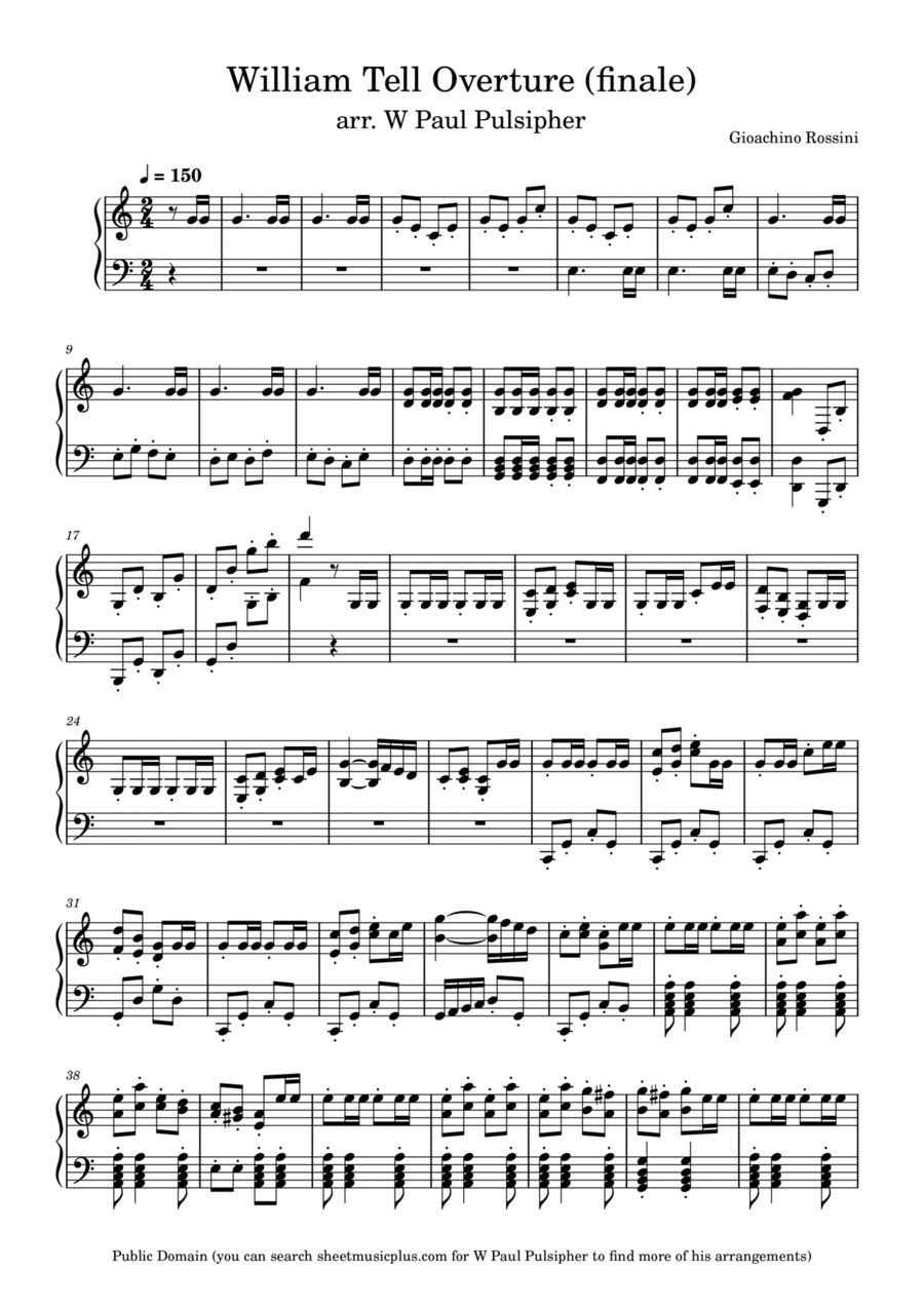 William Tell Overture (finale) - in C Piano Solo scores gallery preview page 1
