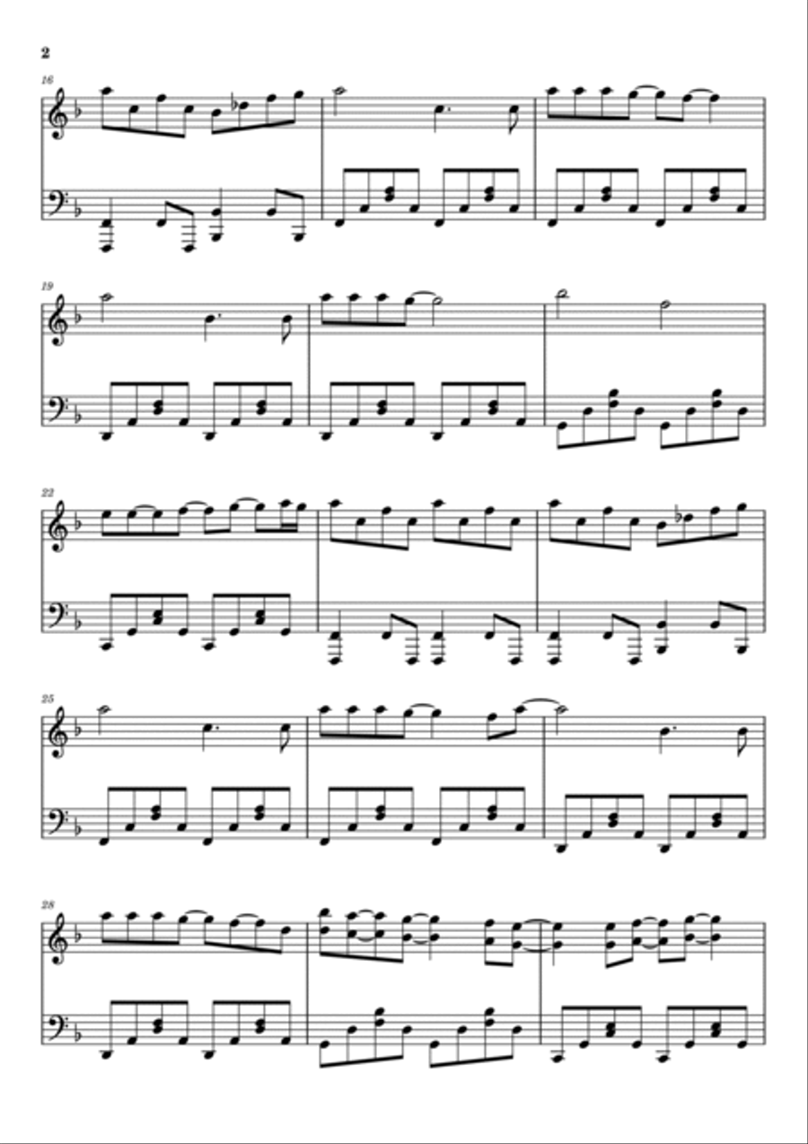 No Surprises Piano Solo scores gallery preview page 2