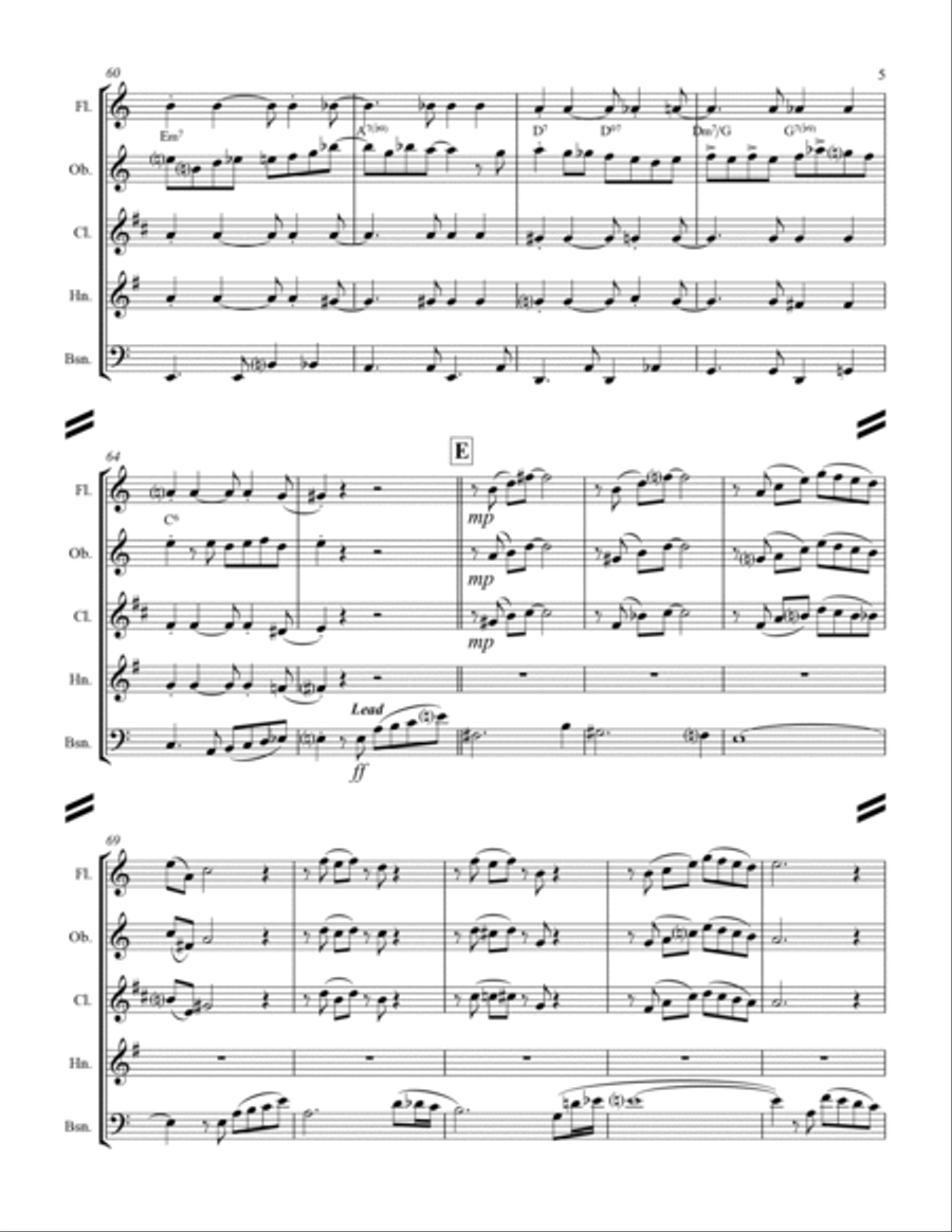 The Shadow Of Your Smile Woodwind Quintet scores gallery preview page 6