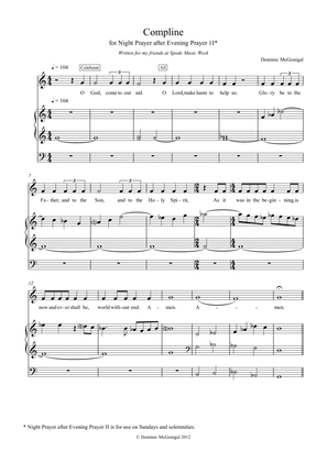 Spode Compline (Unison voices, Organ)