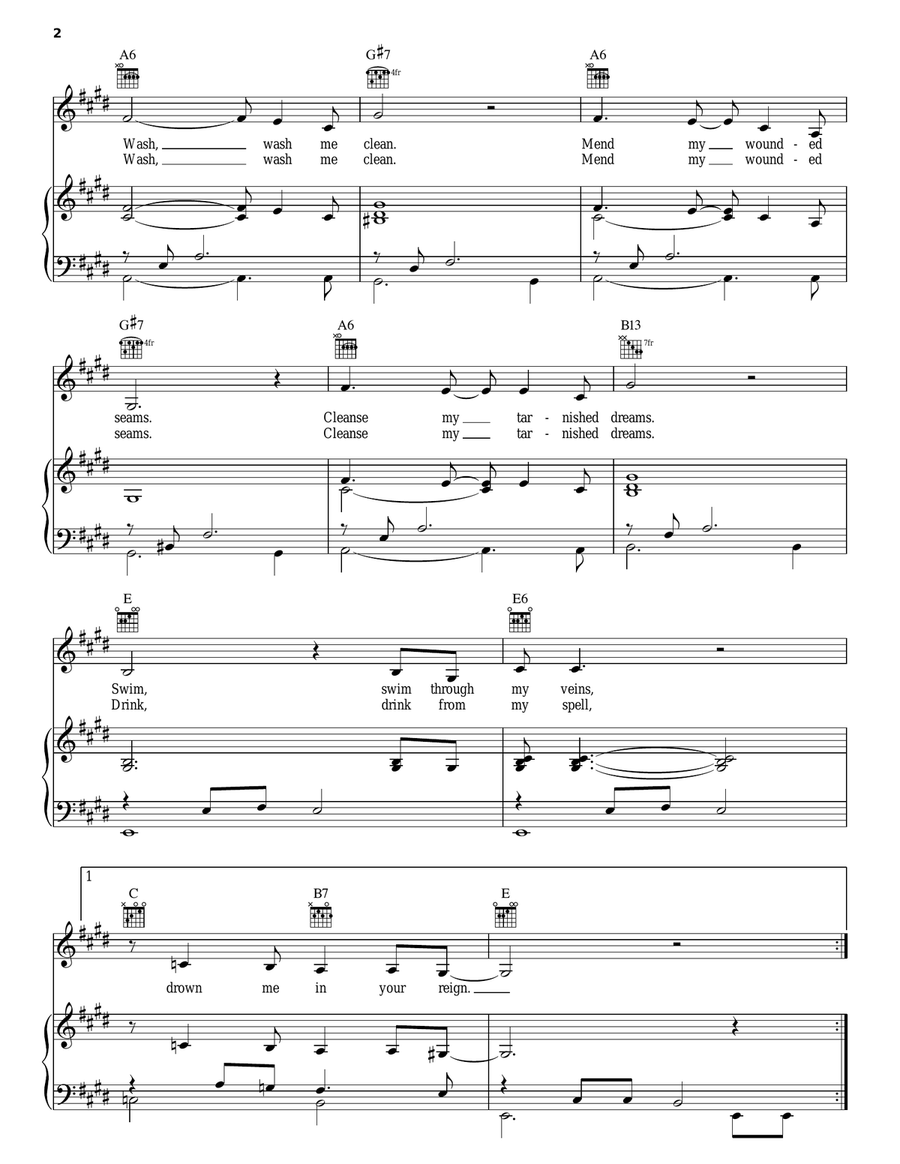 Wash Me Clean Piano, Vocal, Guitar scores gallery preview page 2