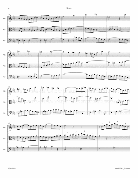 Bach: The Musical Offering (BWV 1079) No. 1 - Ricercare a 3 arr. for String Trio (Violin, Viola and image number null