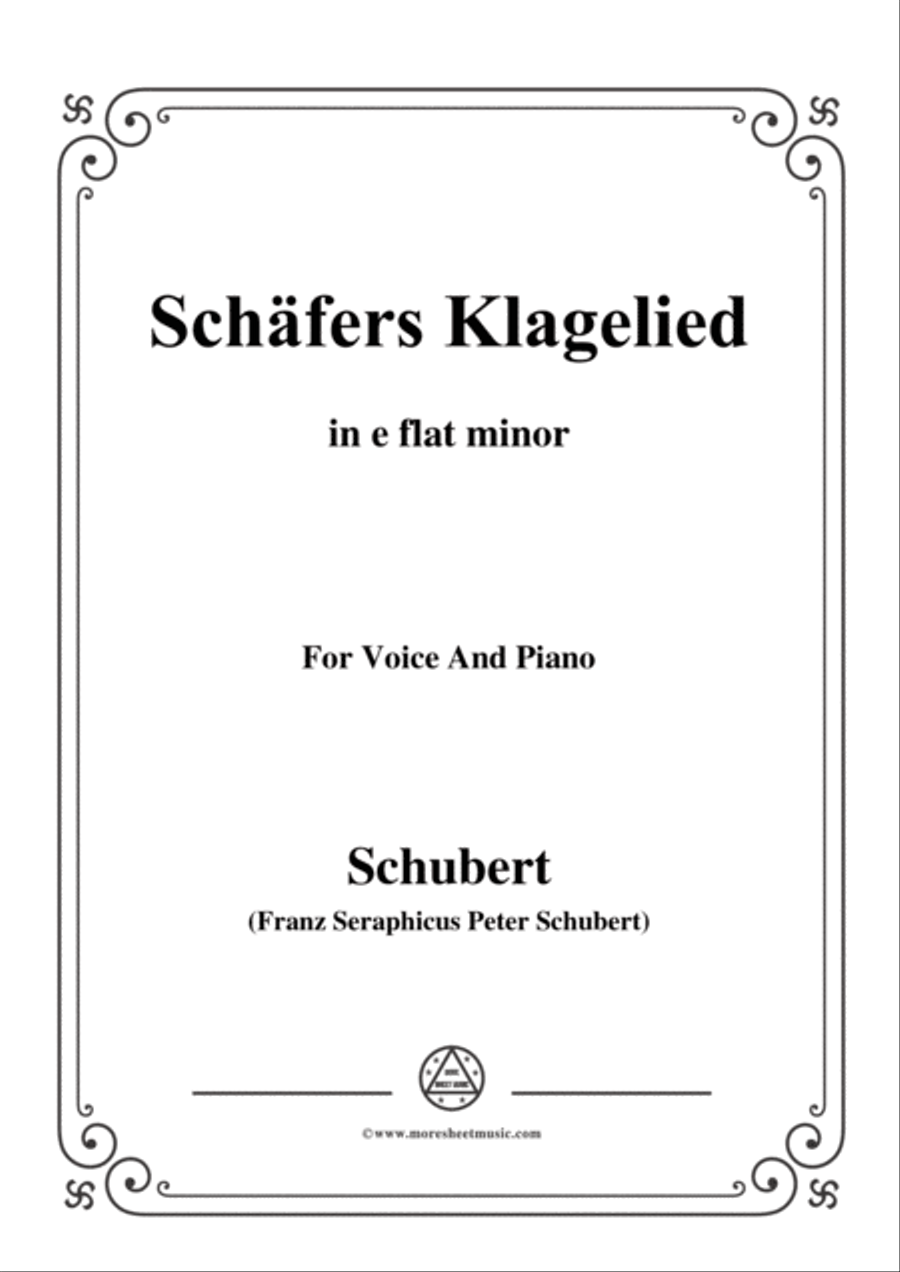 Schubert-Schäfers Klagelied,in e flat minor,Op.3,No.1,for Voice and Piano Voice Solo scores gallery preview page 1